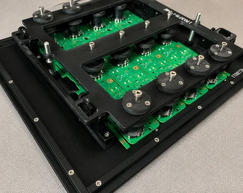 Hold-Down Canopy showing precision contact surfaces and custom component retention